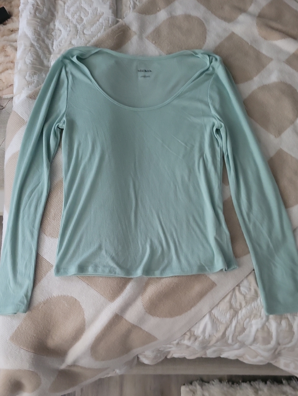 wild fable mint green lightweight ribbed scoop neck longsleeve tee